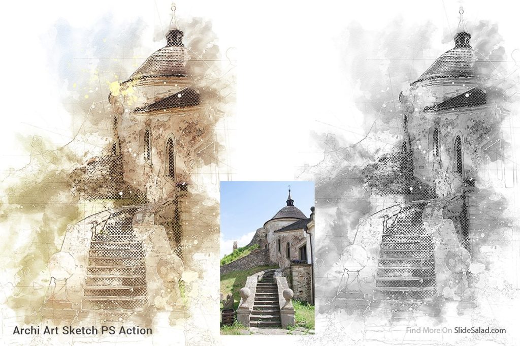 逼真建筑主题艺术素描PS动作 Archi_Art_Sketch_Photoshop_Action_V2插图(11)