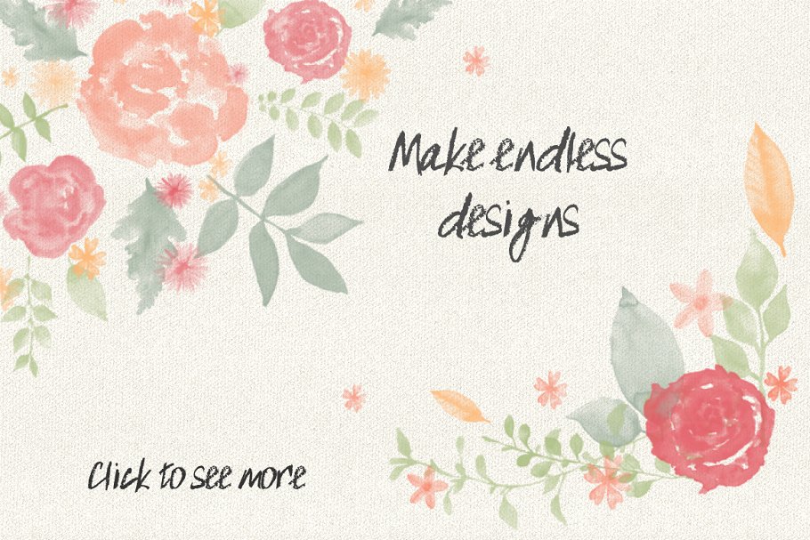 水彩花卉印章PS笔刷 Floral Watercolor PS Stamp Brushes插图(8)