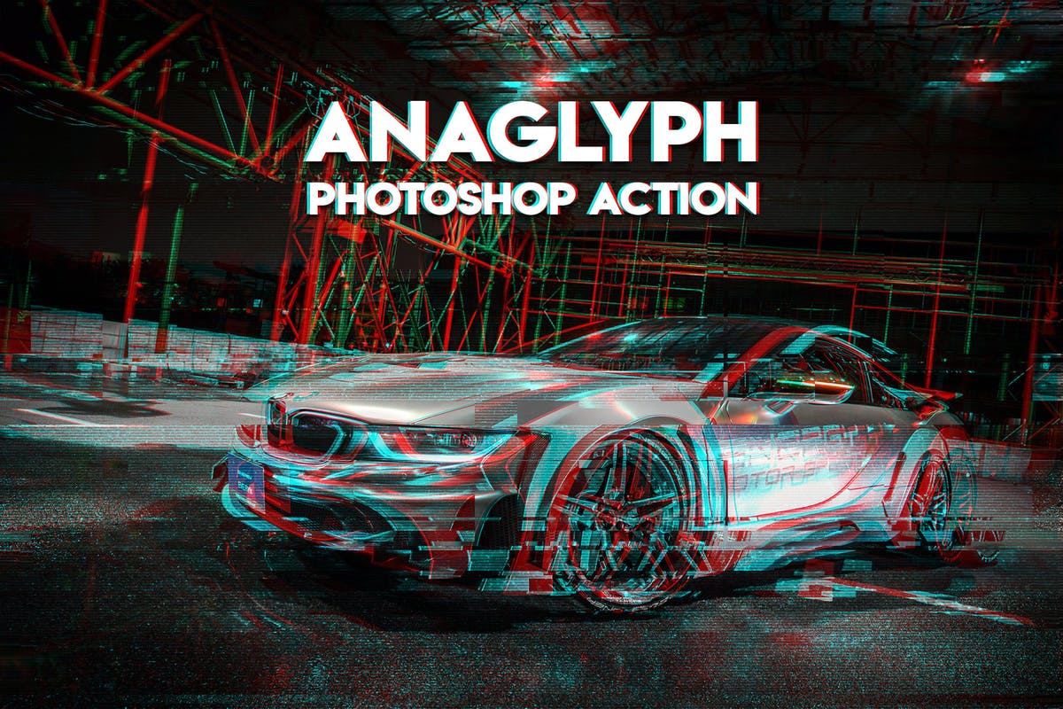 浮雕装饰梦幻线条海报照片特效PS动作 Anaglyph Photoshop Action插图