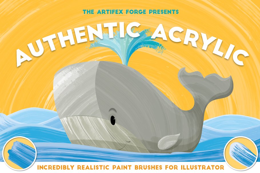 丙烯酸颜料AI笔刷 Authentic Acrylic Brushes插图