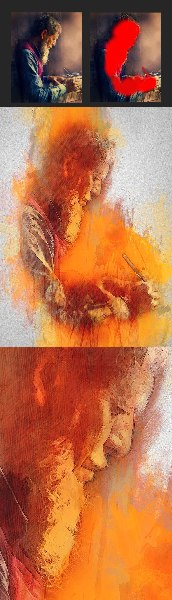 大师级水彩艺术画效果的PS动作 Art Boom Photoshop Action [atn]插图(2)