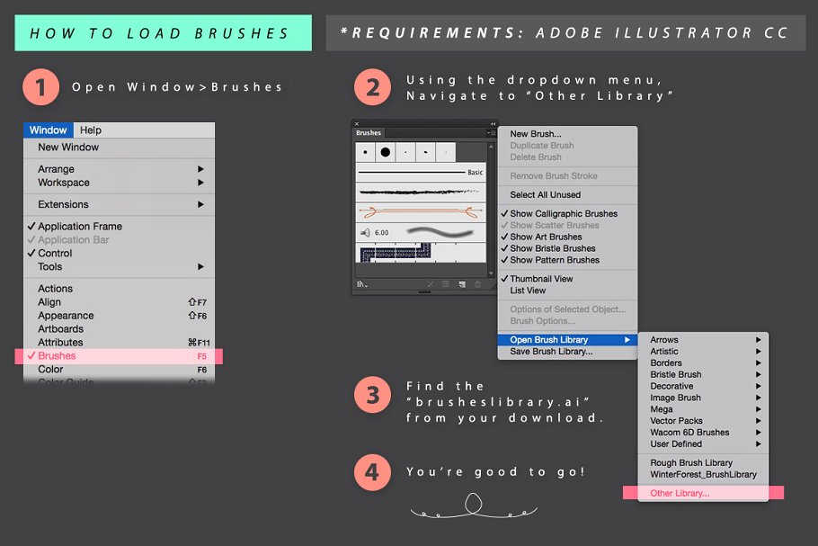 卷曲漩涡+歪扭或波形短线AI笔刷 Curls Swirls + Squiggles Brushes插图(5)