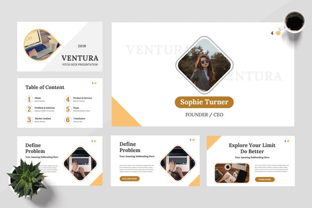 初创项目路演Keynote幻灯片演示模板 Ventura – Startup Keynote Presentation插图(1)