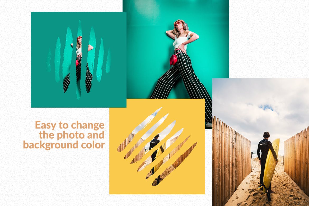 图片条纹笔刷蒙版遮罩PSD分层模板 Stripes Brush Photo Templates Vol 2插图(3)