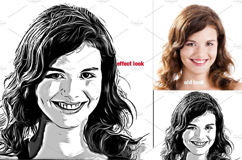 照片转逼真矢量剪影绘画效果PS动作 Portrait Cartoon Effect Action插图(3)