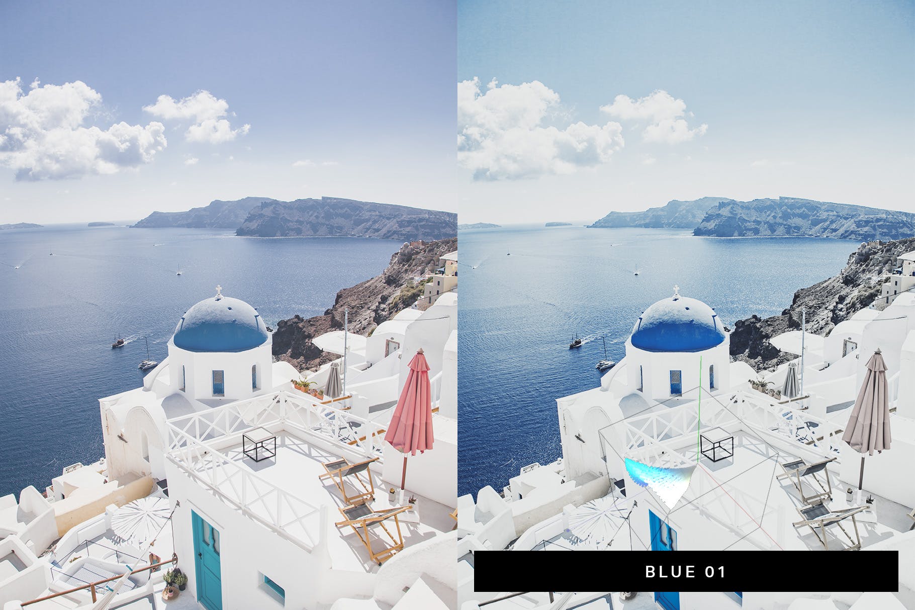 50种美丽鲜艳蓝色调照片滤镜素材库精选LR预设 50 Santorini Lightroom Presets and LUTs插图(2)