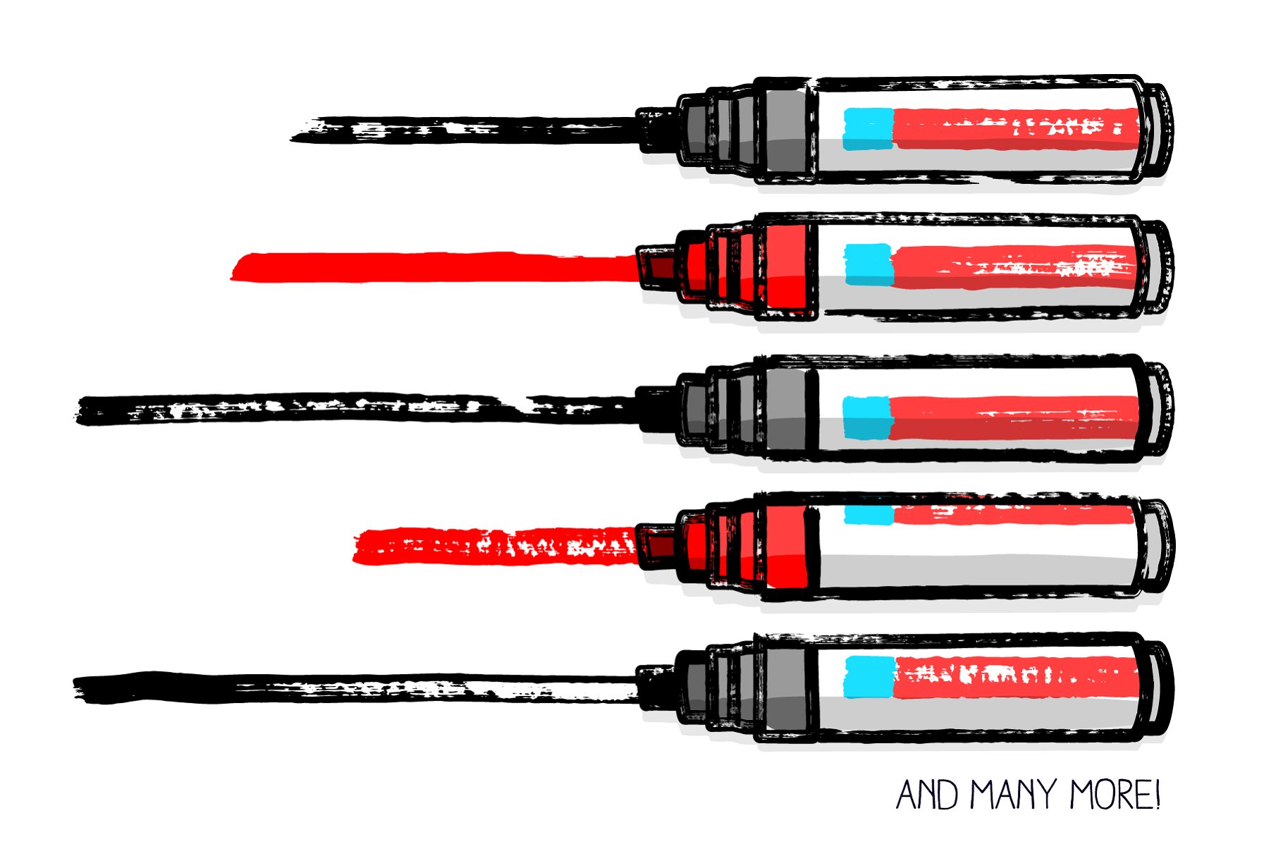 干笔记号笔笔画AI笔刷 Thick and dry marker AI brushes插图(2)