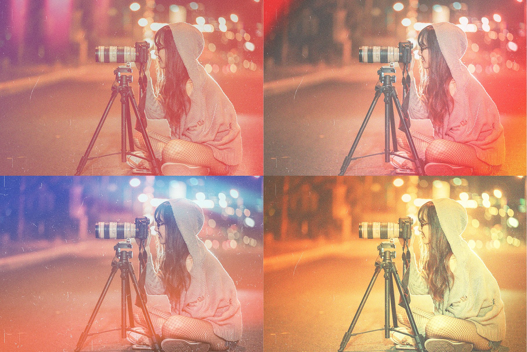 10款噪点幻彩光斑照片叠加风格照片处理PS动作 Hipstomatic Photoshop Effects插图(1)