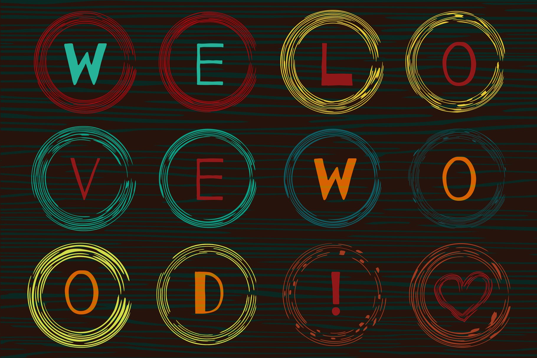 60款手绘木纹图案PS&AI笔刷 Wood brushes drawn by hand插图(4)