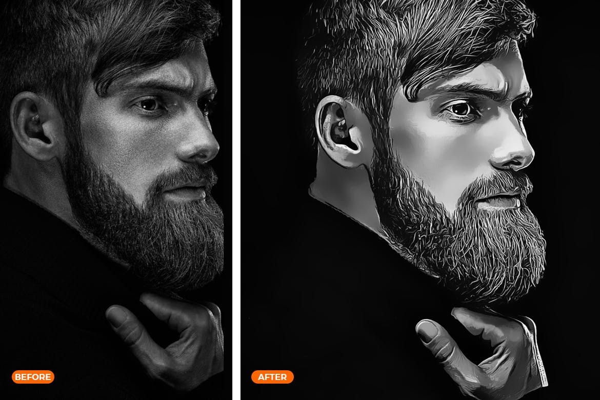 一款数字油画效果PS动作预设 Cartoonize Photoshop Action插图(1)