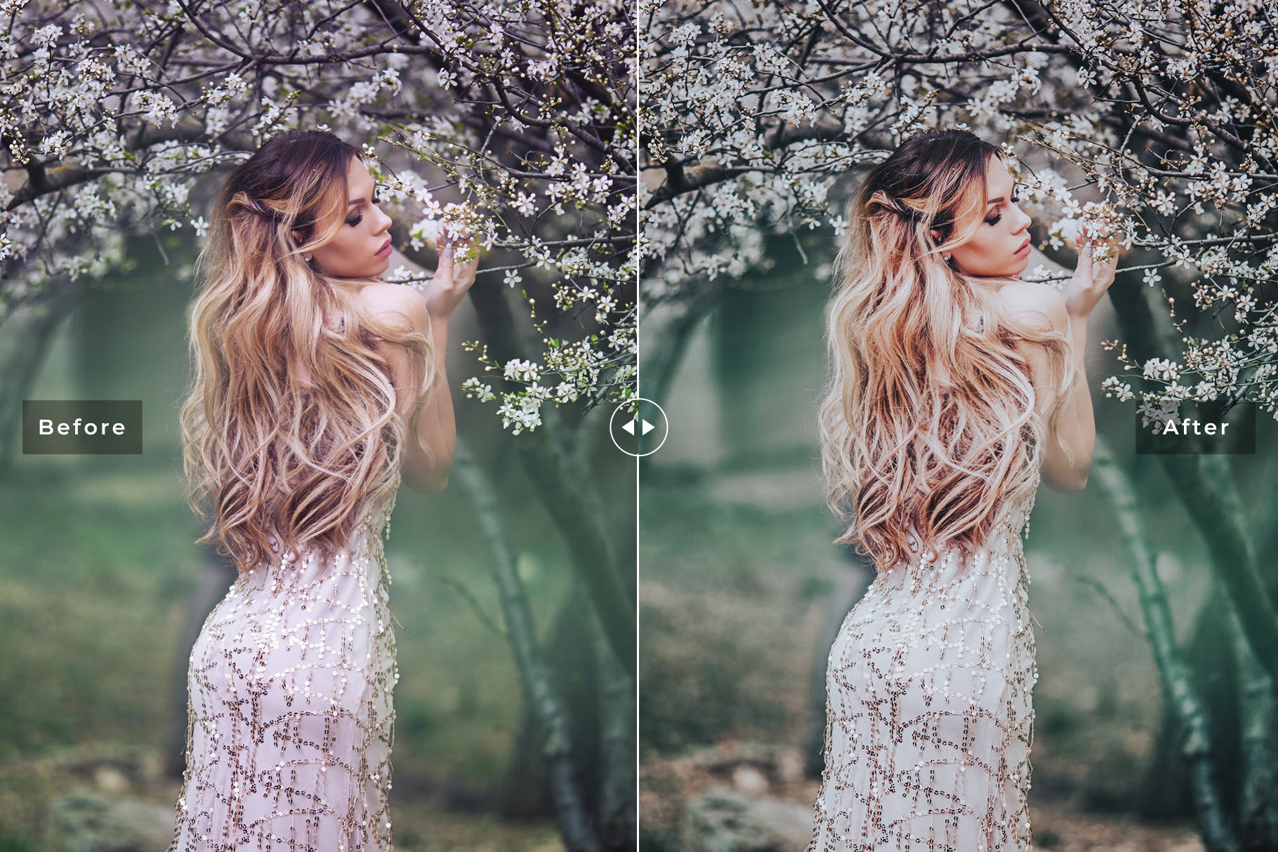 淡绿色调人像摄影后期处理LR调色预设下载 Whimsical Mobile & Desktop Lightroom Presets插图(5)