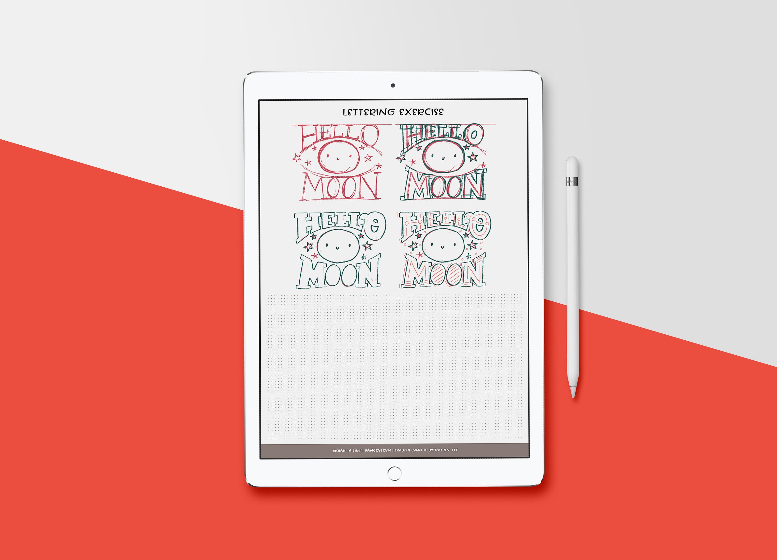 粗衬线字体Procreate&PS笔刷 Slab-Serif Lettering Worksheet插图(3)