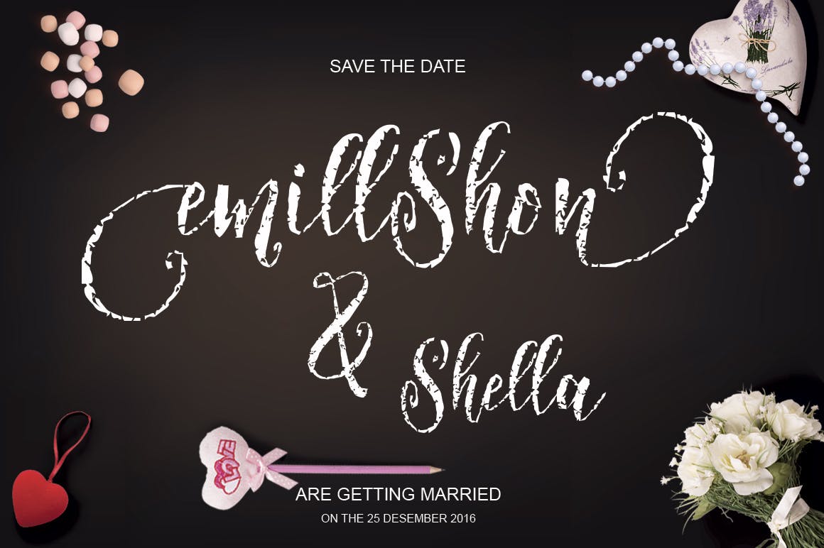 仿珍珠项链英文笔刷艺术字体下载 Arillyoni Brush插图(2)