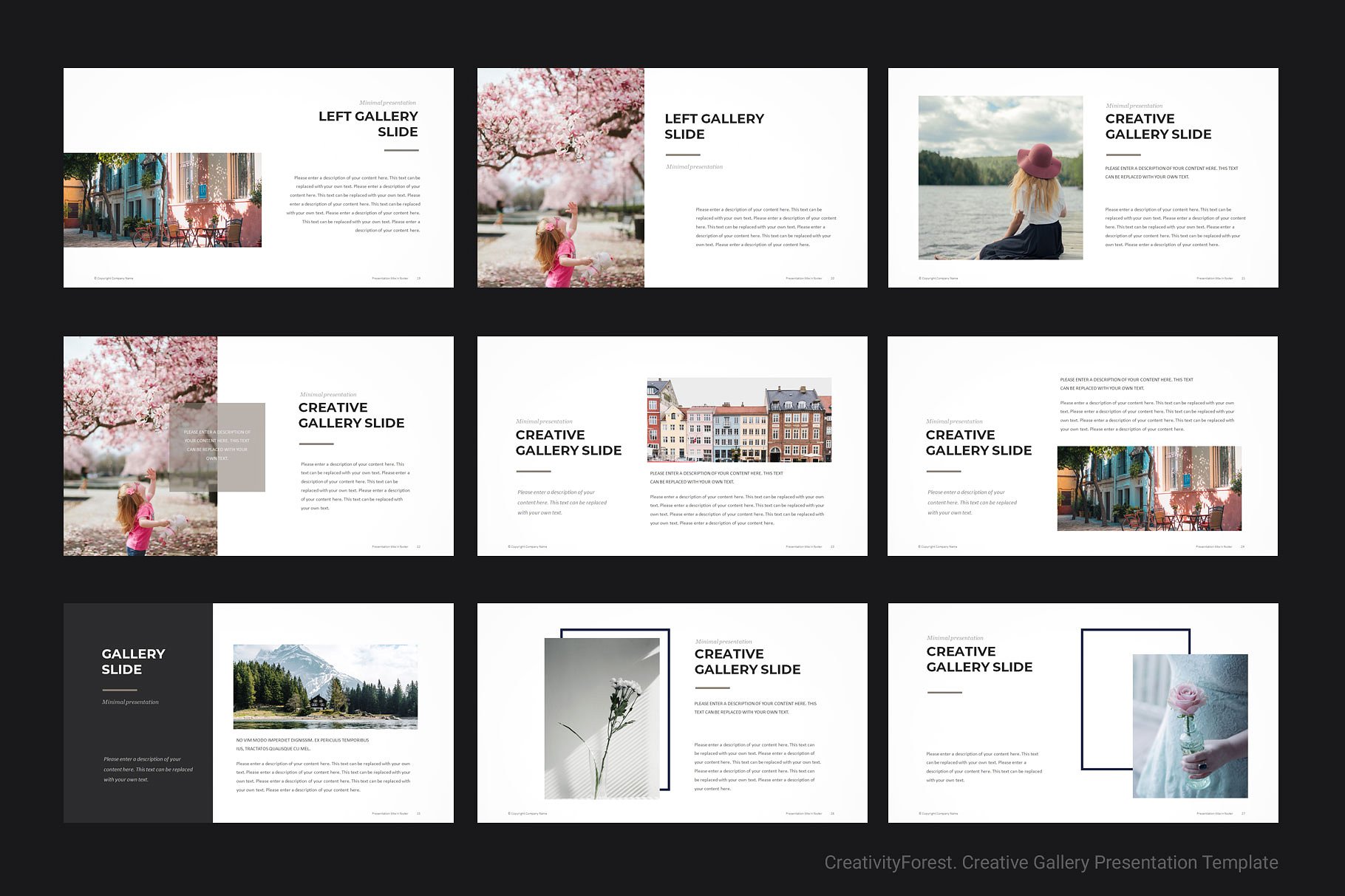 创意极简的投资组合PPT模板下载 Creative Gallery PowerPoint Template [pptx,otf]插图(3)