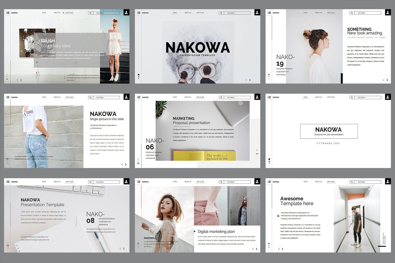 极简主义作品集展示PPT幻灯片设计模板 Nakowa Minimal – Powerpoint插图(4)