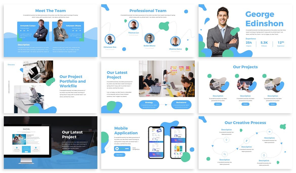 创业项目路演/融资计划书素材库精选Keynote模板 Orecana – Startup Keynote Template插图(2)