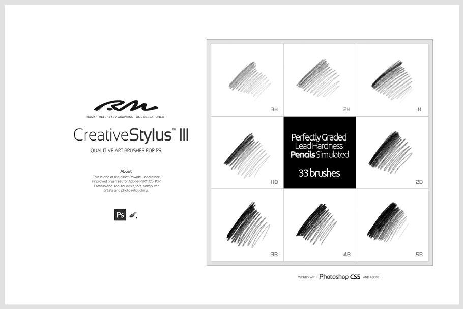 素描炭笔类手绘笔画铅笔笔刷 RM My Pencils插图(1)