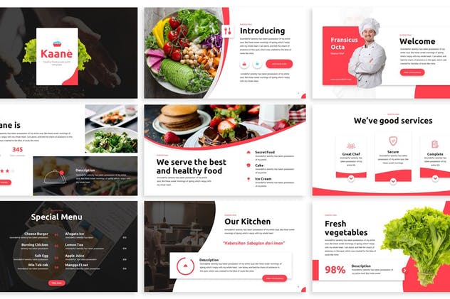 美食餐饮品牌演示谷歌幻灯片模板 Kaane – Fresh Google Slides Template插图(1)