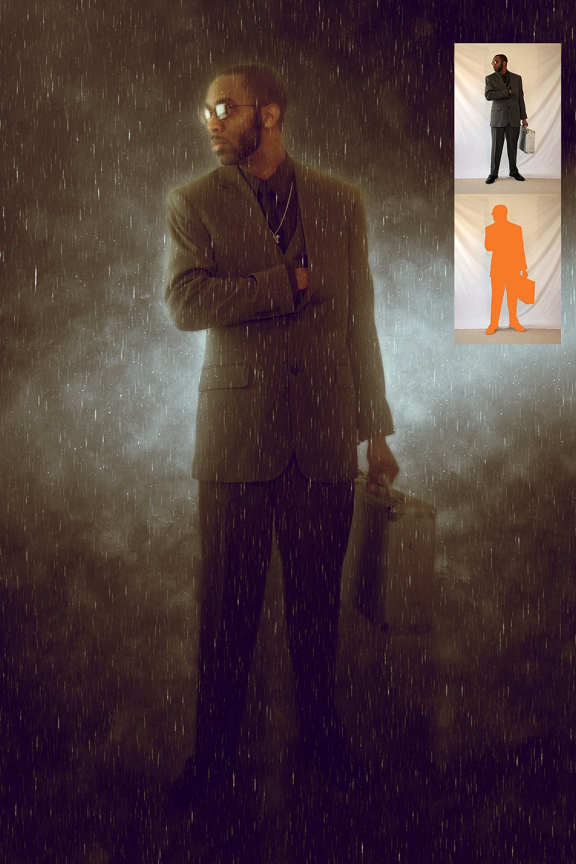 逼真的下雨特效PS动作 Rain Photoshop Action插图(1)