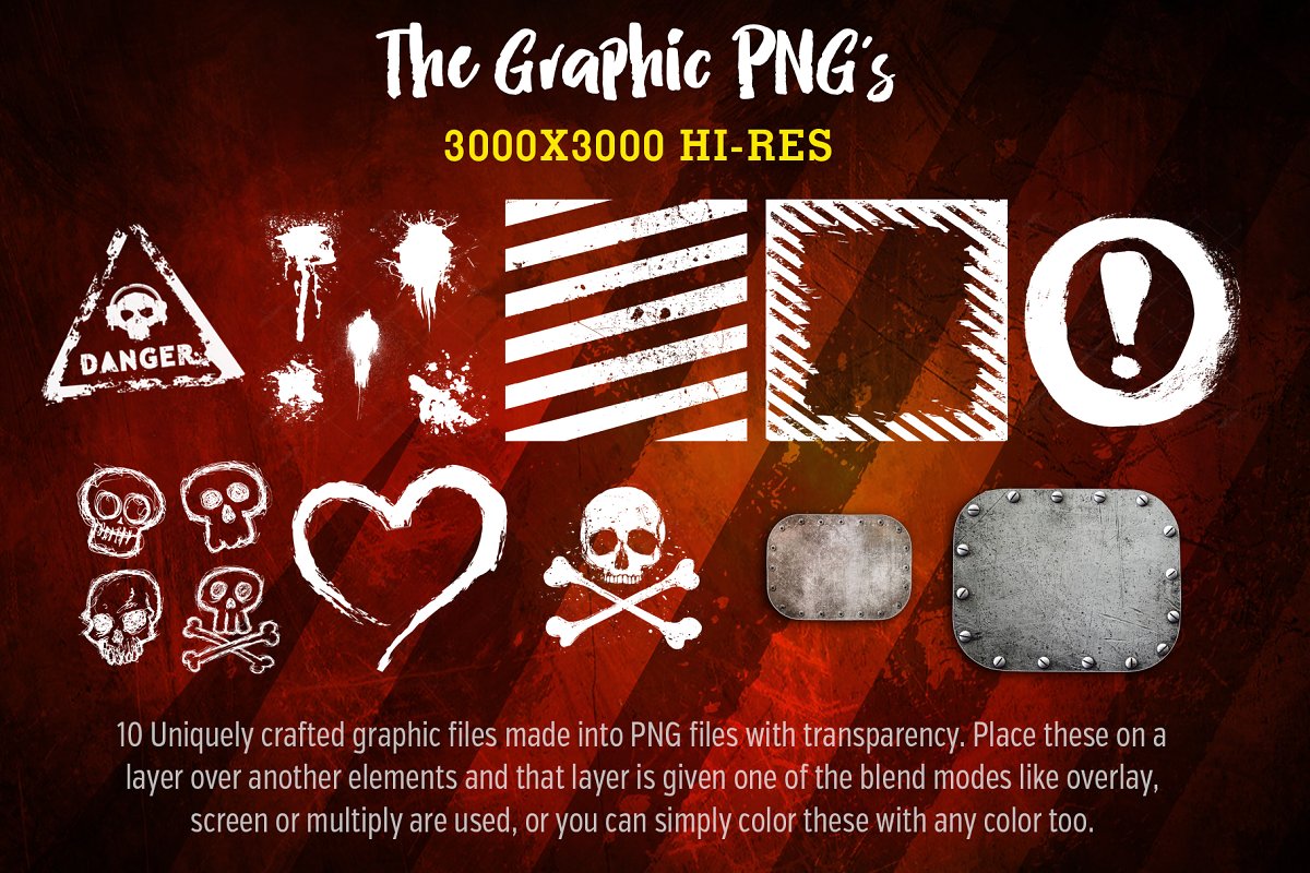 Procreate专用Grunge骷髅风格巨无霸笔刷套装插图(6)