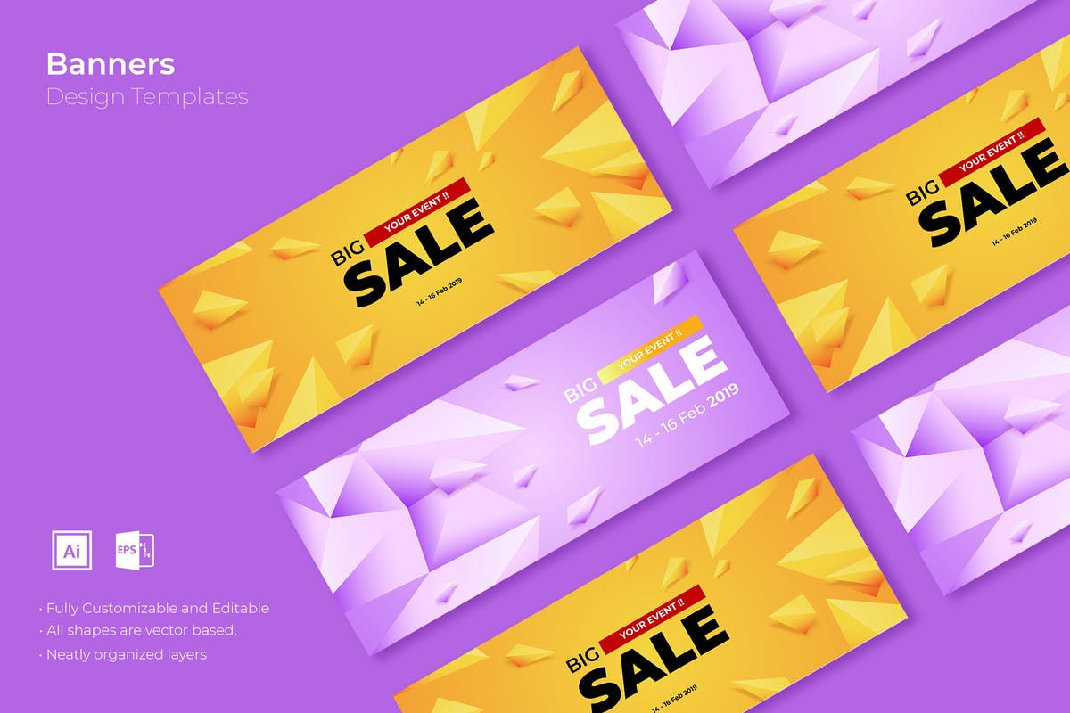 创意几何图形电商广告Banner设计模板v28 SRTP Banners Template.28插图