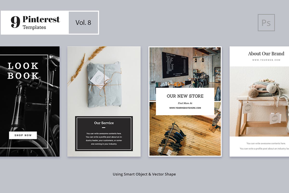 现代时尚Pinterest图片社交分享网站模板素材库精选Vol.8 Pinterest Templates Vol. 8插图