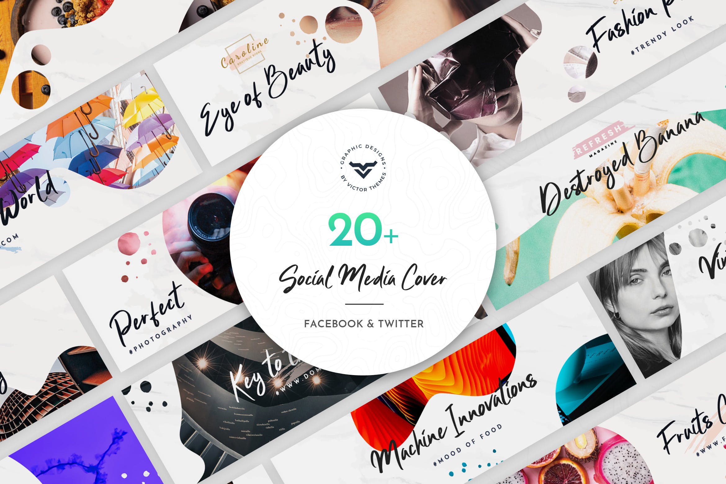 20+Facebook＆Twitter社交主页创意封面设计模板素材库精选 Facebook & Twitter Cover Social Media Templates插图