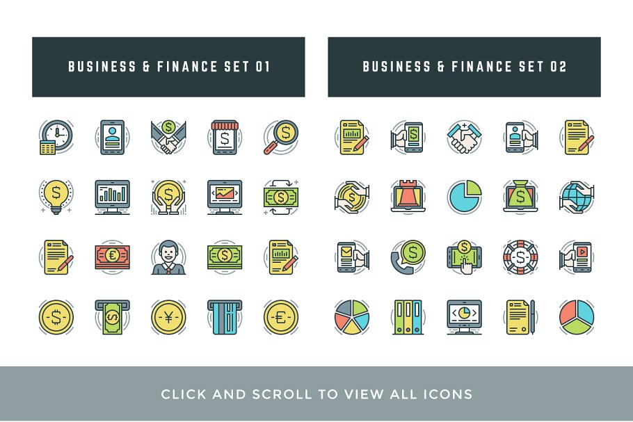多彩扁平风线条图标 Colorful Flat Line Icons插图(3)