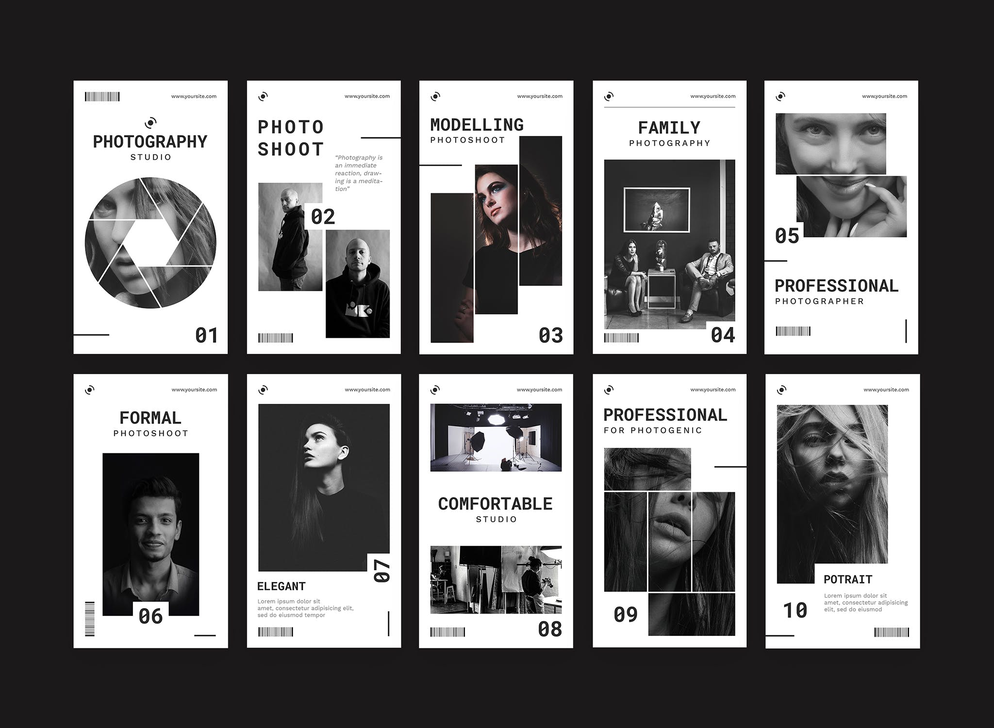 高端摄影主题Instagram品牌故事设计模板素材库精选 Fotografia – Instagram Story Pack插图(1)