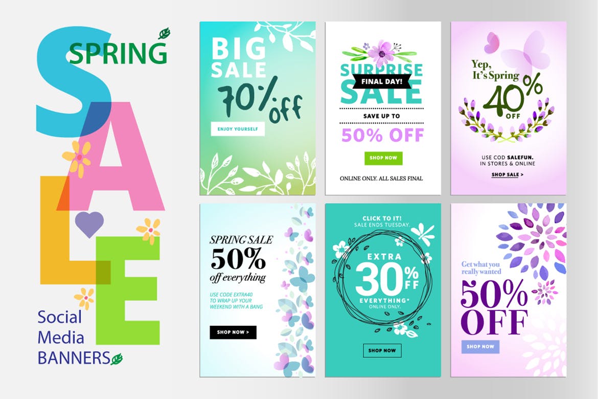 春季促销主题网站广告Banner图素材v2 Spring sale banners插图