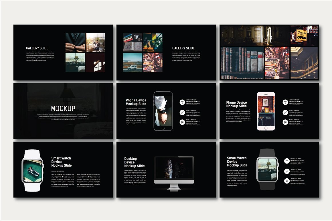 素材库下午茶：时尚高端商务质感提案powerpoint幻灯片演示模版插图(4)