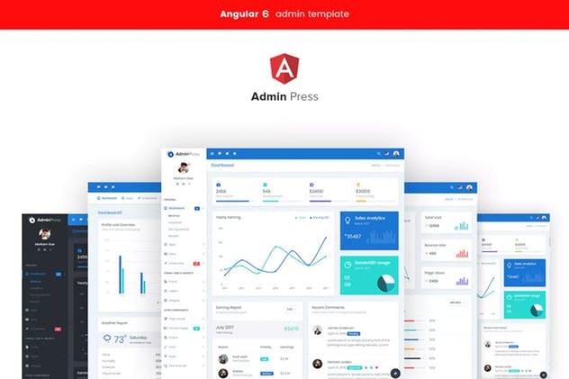 基于Angular 7 CLI设计的网站管理后台模板素材库精选 Admin Press Angular 7 dashboard Template插图(2)