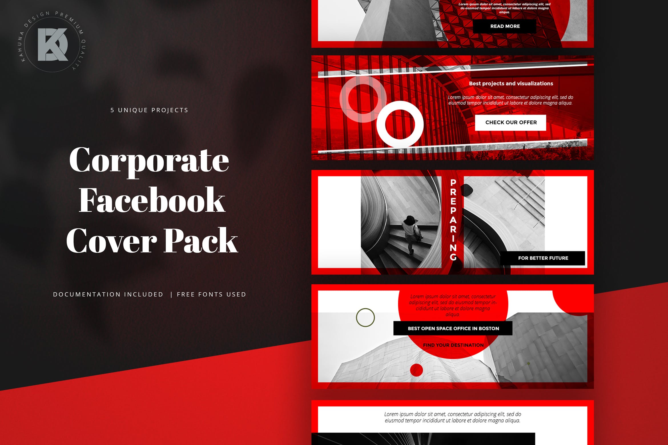 商务公司社交平台Facebook封面设计模板素材库精选 Corporate Facebook Cover Pack插图