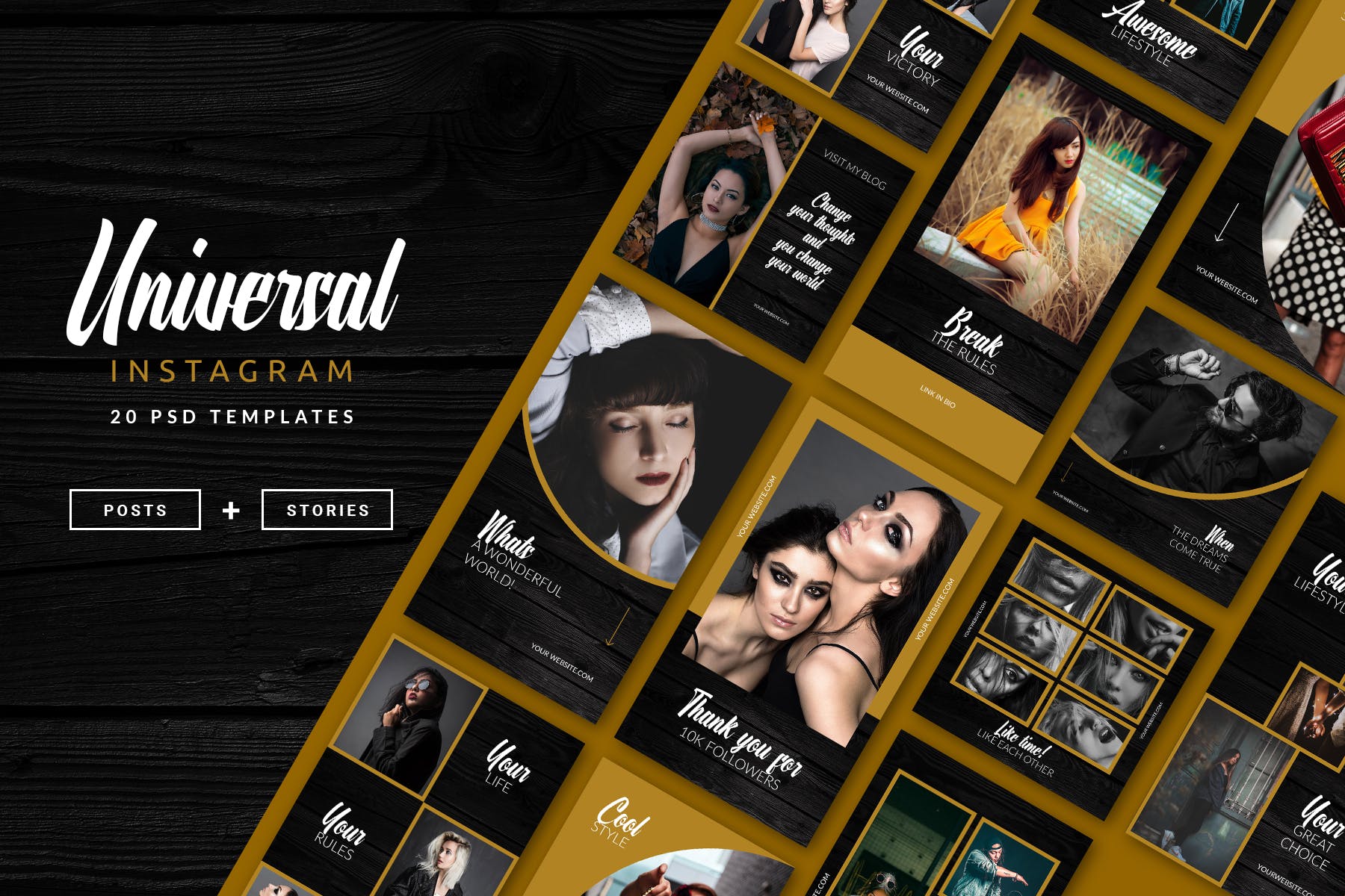 时尚行业适用的Instagram品牌故事&文章贴图设计模板素材库精选 Universal Instagram Posts & Stories插图