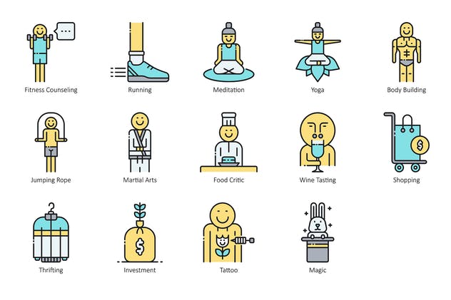 104枚兴趣爱好矢量图标合集 104 Interest & Hobby Icons | Aqua插图(7)