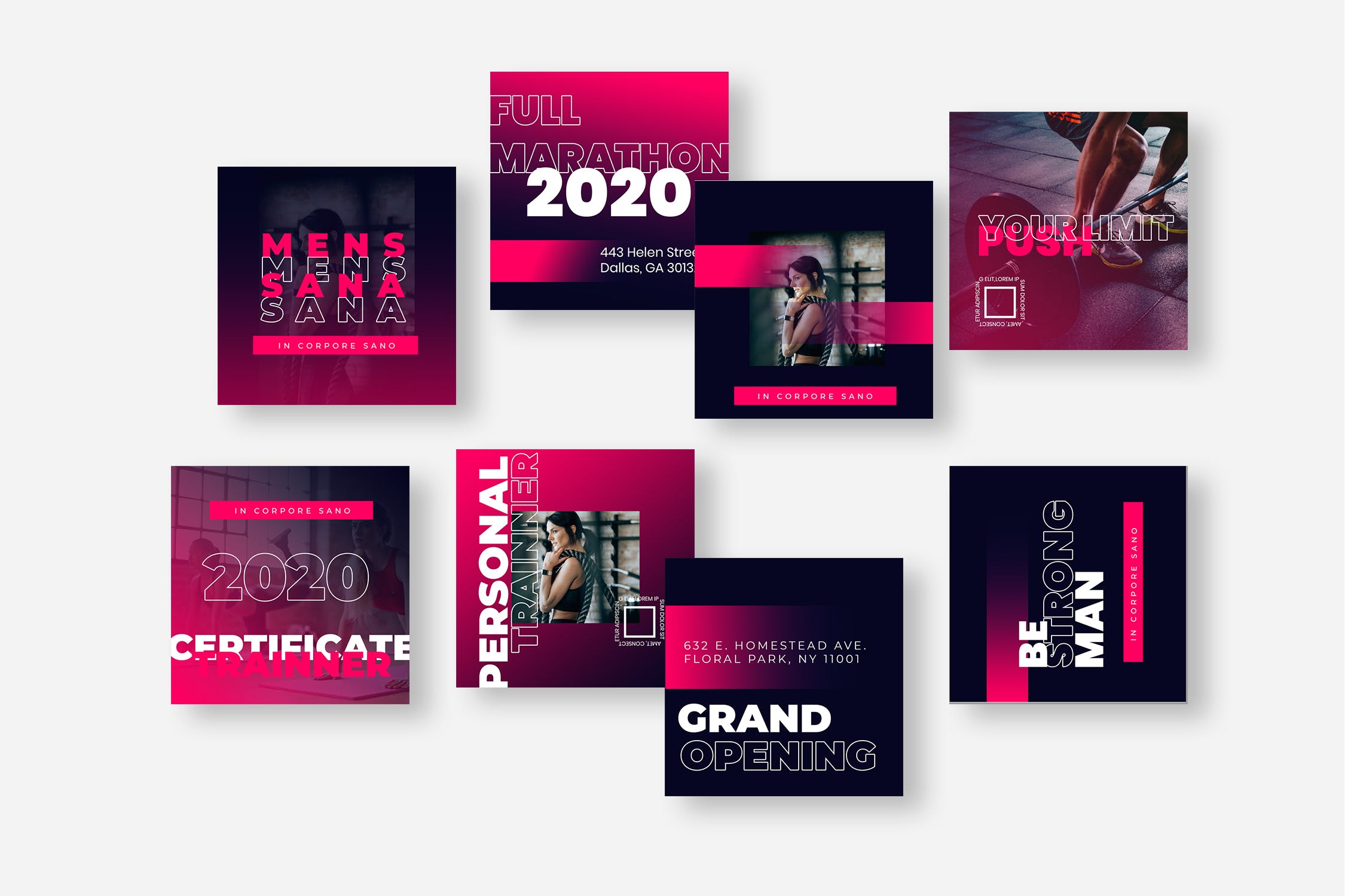 双色&渐变色设计风格Instagram贴图设计模板素材库精选 Eight Duotone Instagram Post Template插图(3)