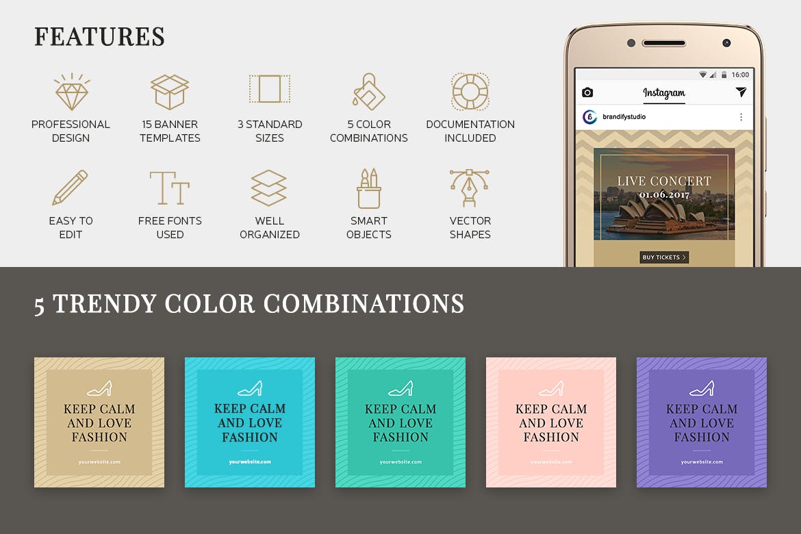 时尚服装商城社交推广设计模板素材库精选素材 Social Media Kit插图(1)