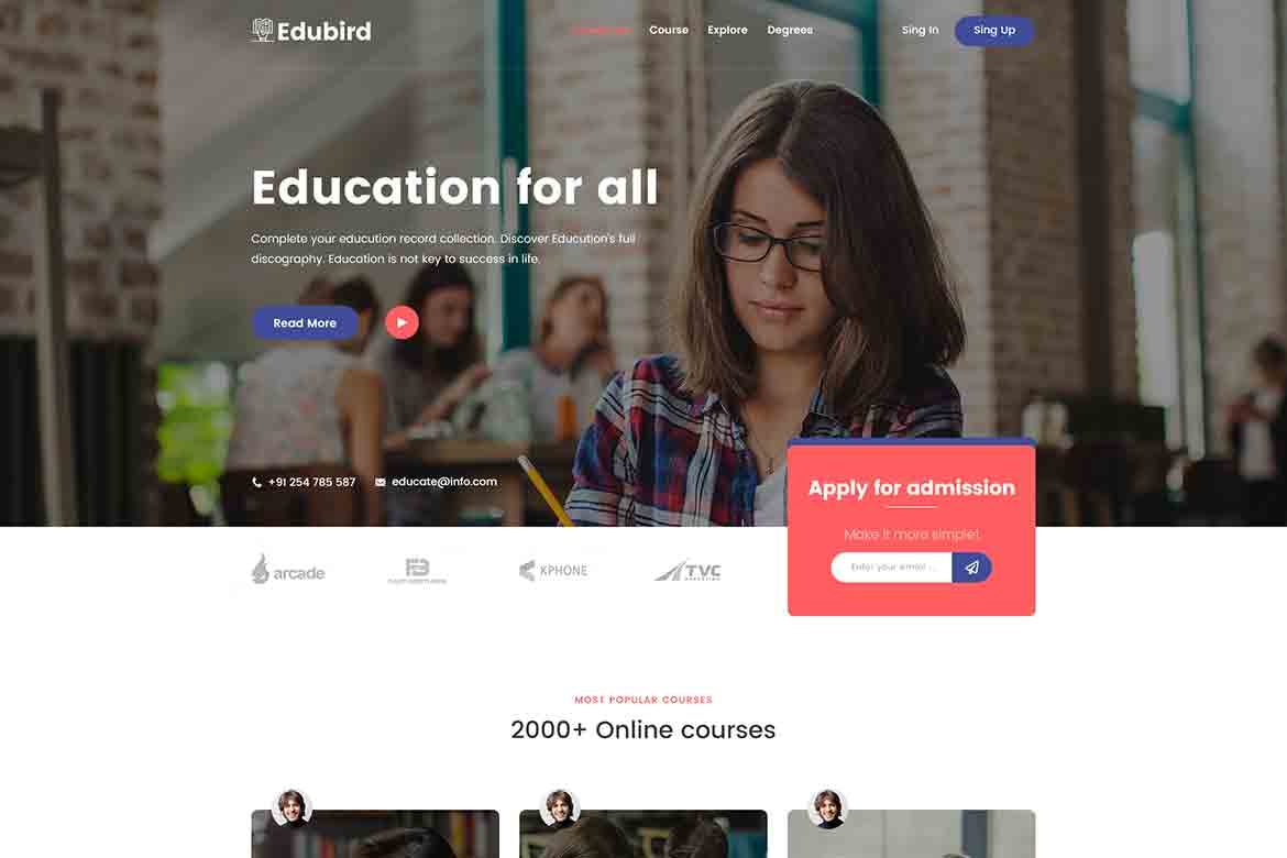 在线教育/培训行业适用的HTML网站模板素材库精选 Edukin – Education HTML Template插图(1)