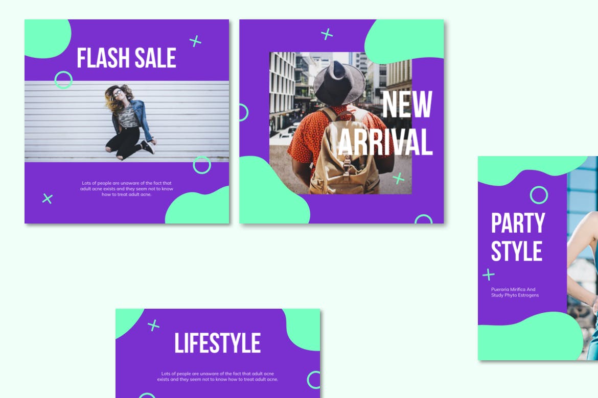 孟菲斯液体设计风格Instagram社交平台设计素材 Instagram Templates插图(2)