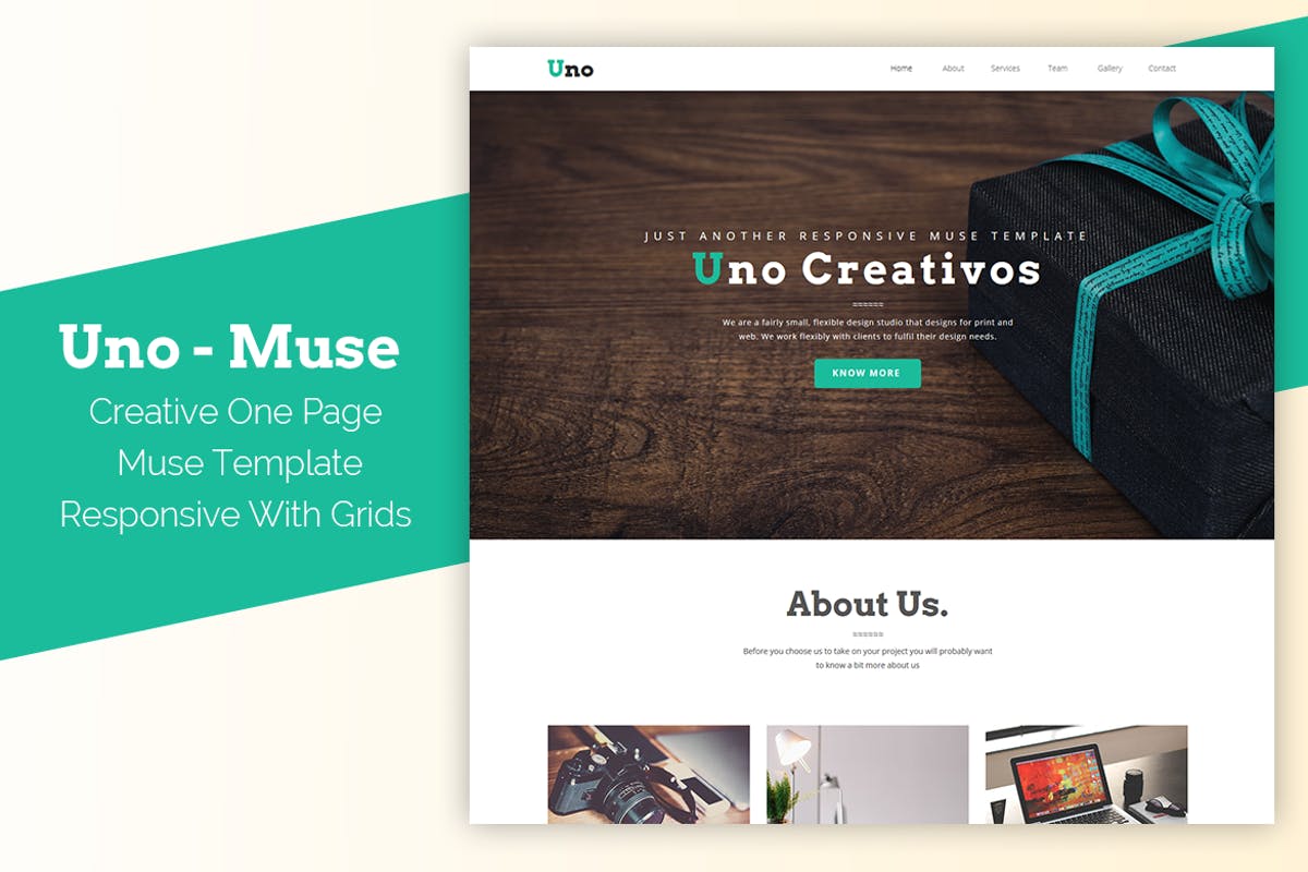 响应式品牌网站单页Muse模板素材库精选 Uno – Responsive One Page Muse Template插图