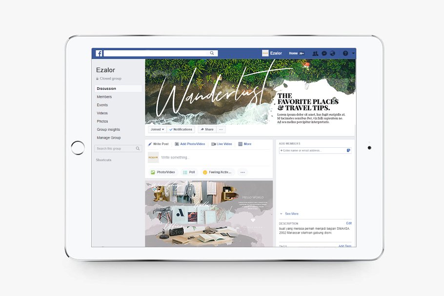 Facebook社交媒体时尚水彩画背景叠层插图