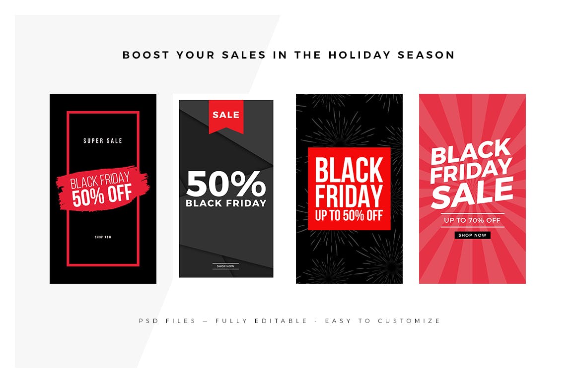 20款Instagram社交黒五购物节广告设计模板素材库精选v2 20 Black Friday Instagram Stories Vol 2插图(2)