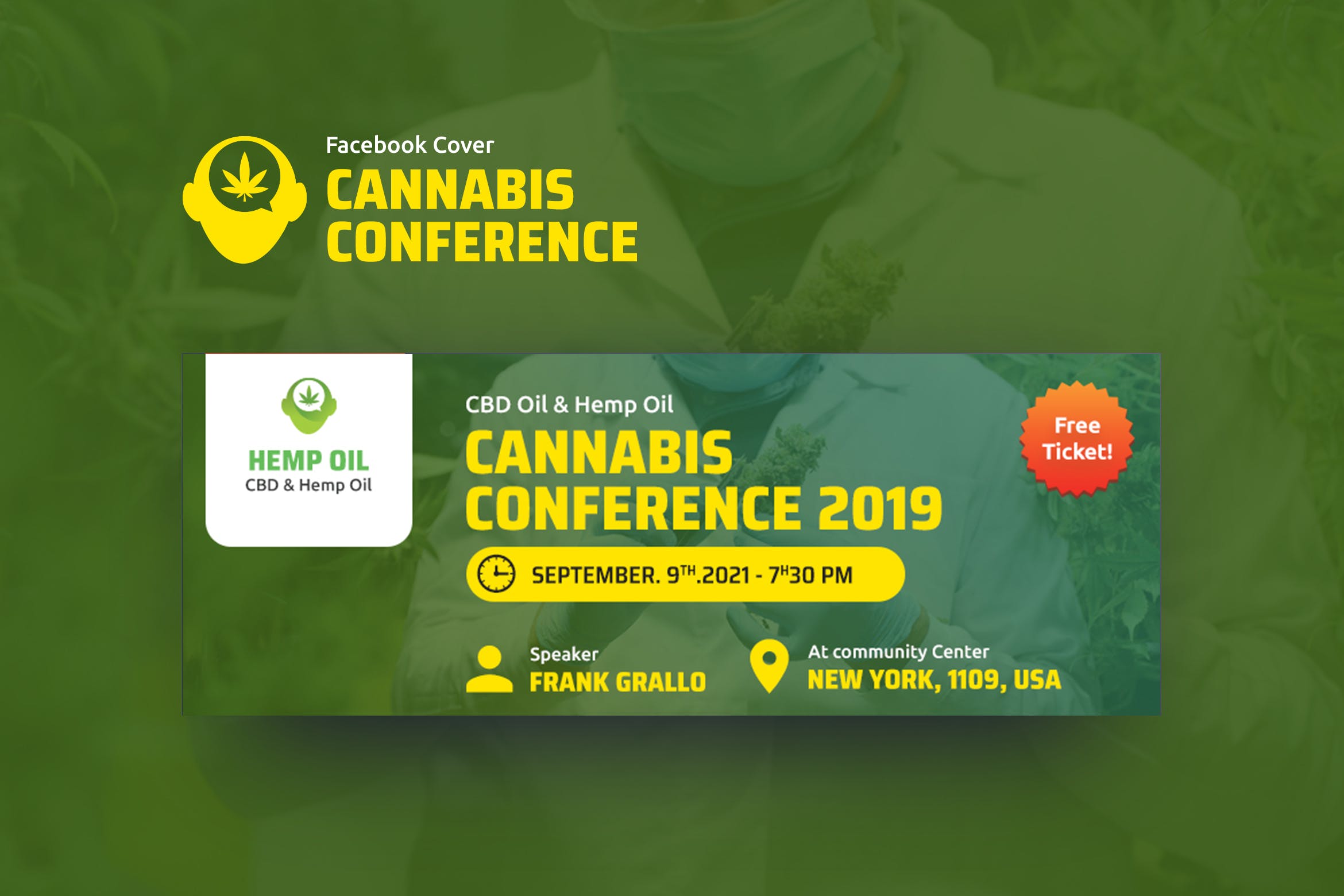 大型会议宣传推广Facebook主页封面设计模板素材库精选 Cannabis Conference Facebook Cover插图