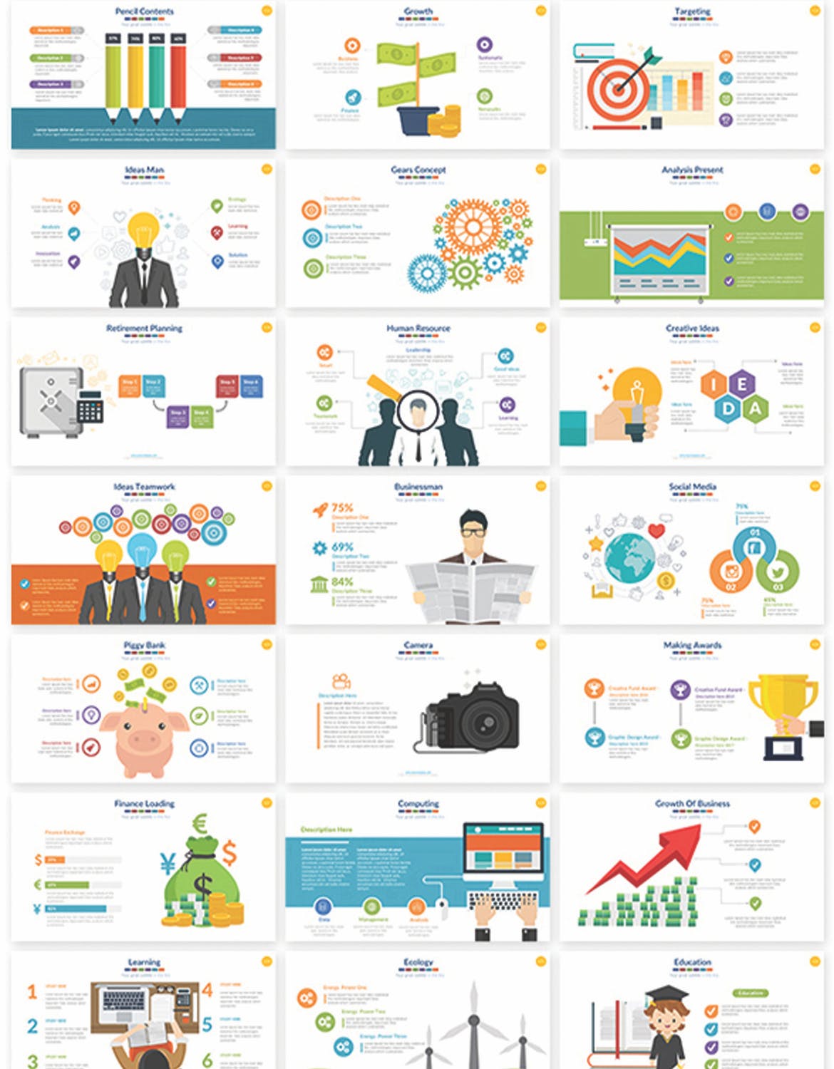 信息图表矢量插画风格素材库精选PPT模板合集 Illustrator Powerpoint Presentation插图(5)