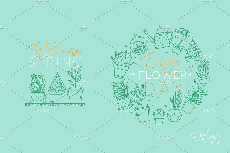 植物盆栽扁平风格图标 Plants Flat Icons插图(5)