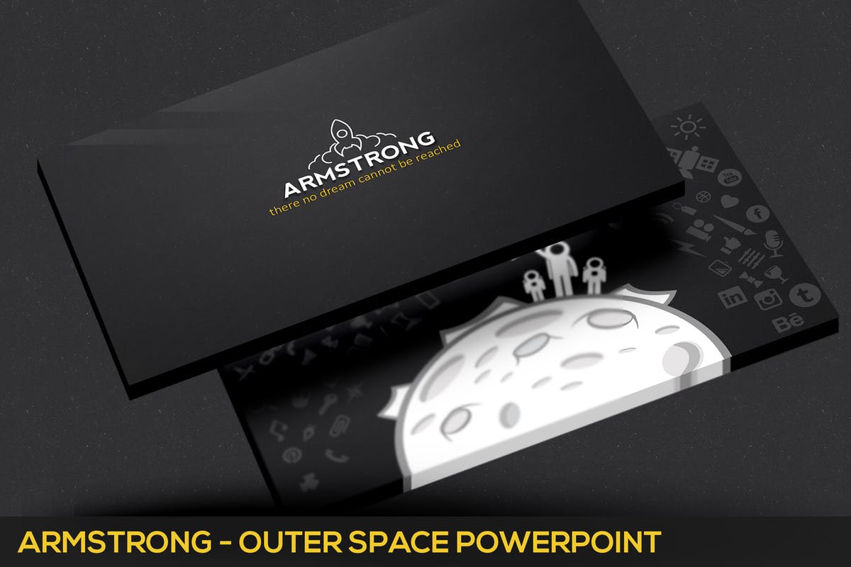 阿姆斯特朗登月暗黑背景企业多用途PPT模板素材 Armstrong Powerpoint Template插图