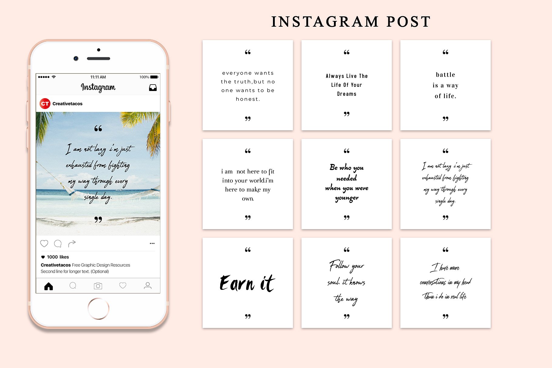 65款新媒体引语促销语贴图设计模板素材库精选 65 Inspirational Quotes Pack插图(1)