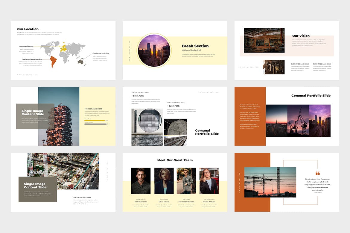 建筑与工程企业介绍/项目策划素材库精选PPT模板 Comunal : Construction & Engineering Powerpoint插图(11)