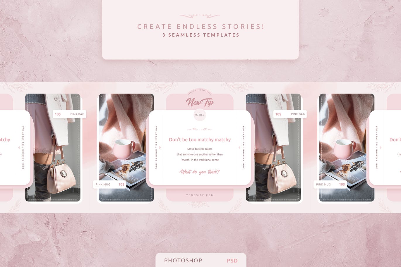 创意三列式Instagram社交品牌故事设计模板素材库精选 Tileable Instagram Stories插图(3)