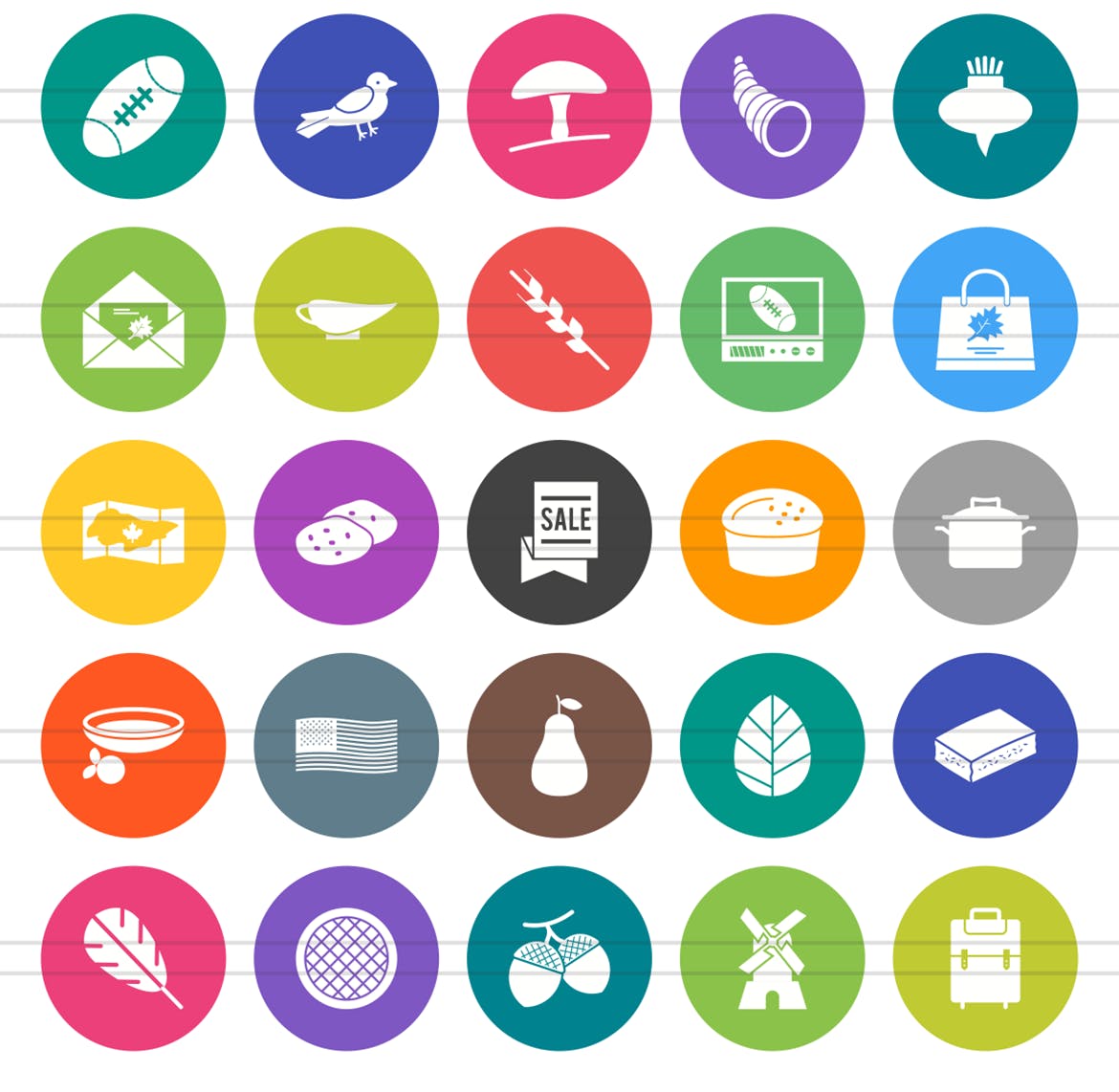 50款感恩节主题扁平设计风格圆角图标 50 Thanksgiving Flat Round Icons插图(2)